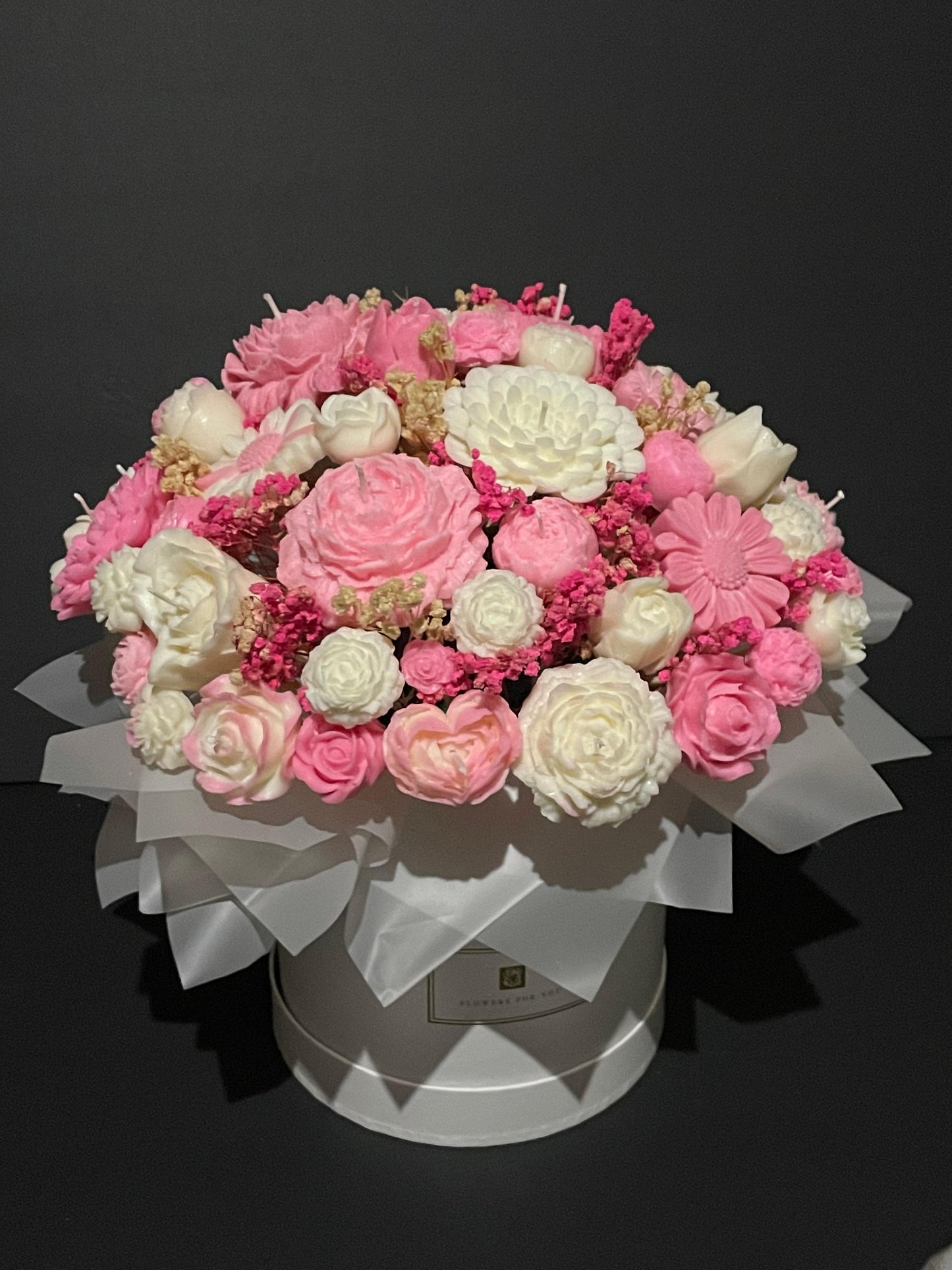 Scented Candle Bouquet | White and Pink