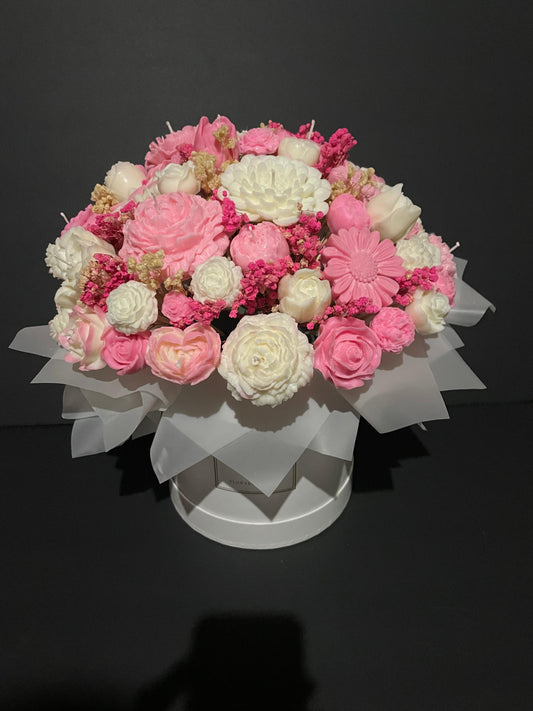 Scented Candle Bouquet | White and Pink